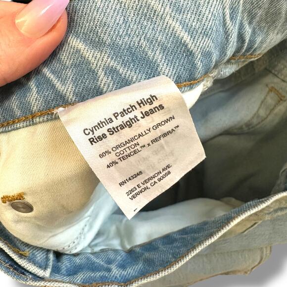 Reformation Tahoe Cynthia Patch High Rise Straight Button Fly Denim Jeans - Picture 15 of 15